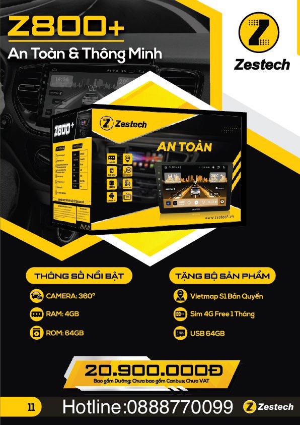 Màn hình DVD Zestech tích hợp Cam 360 Z800+